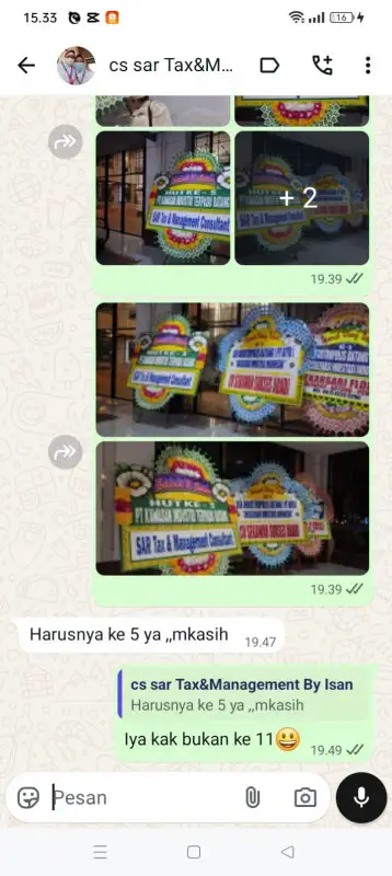 Testimonial papan bunga ASAHAN